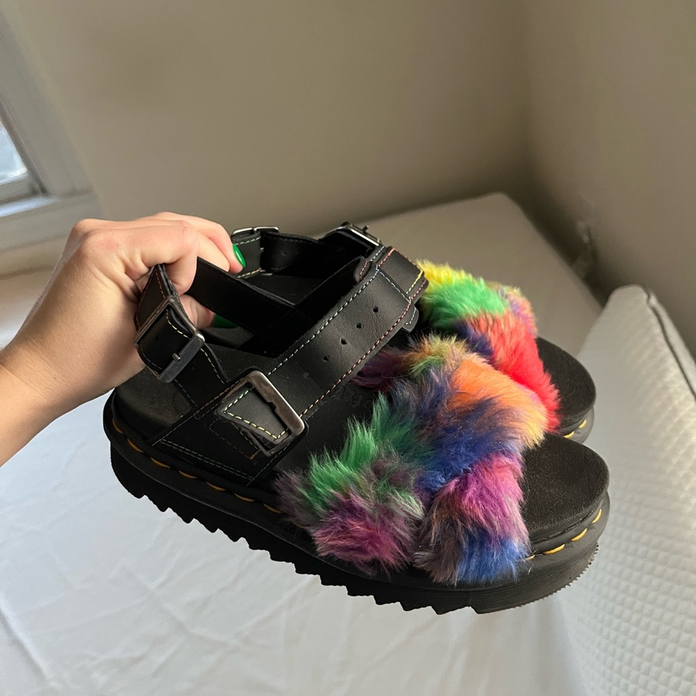 Voss II Fluffy Faux Fur Strap Sandals- Doc Martens